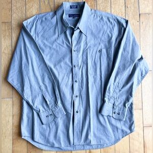 Oscar de la Renta Grey Soft Cotton Blend Button-Up Shirt Size XL